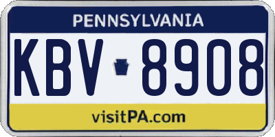 PA license plate KBV8908