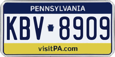 PA license plate KBV8909