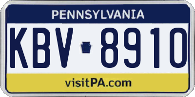 PA license plate KBV8910