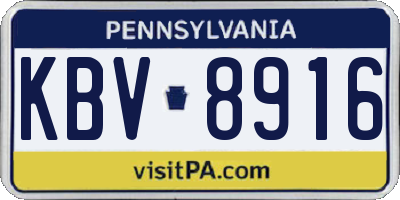 PA license plate KBV8916