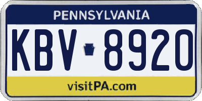 PA license plate KBV8920