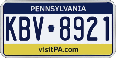 PA license plate KBV8921