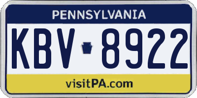 PA license plate KBV8922