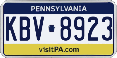 PA license plate KBV8923