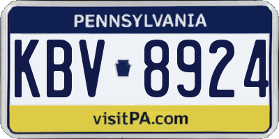 PA license plate KBV8924