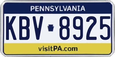 PA license plate KBV8925