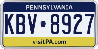 PA license plate KBV8927