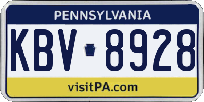 PA license plate KBV8928
