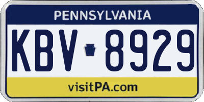 PA license plate KBV8929