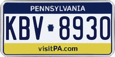 PA license plate KBV8930