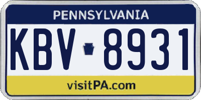 PA license plate KBV8931