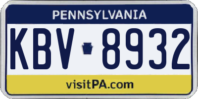 PA license plate KBV8932