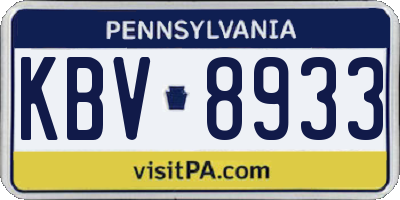 PA license plate KBV8933