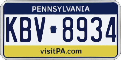 PA license plate KBV8934