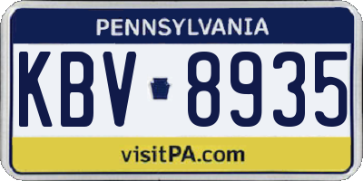 PA license plate KBV8935