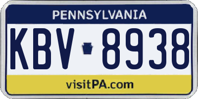 PA license plate KBV8938