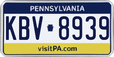 PA license plate KBV8939