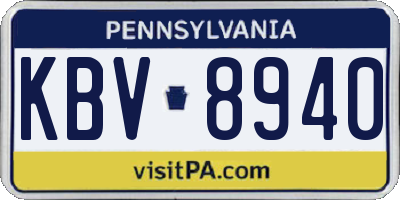 PA license plate KBV8940