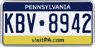 PA license plate KBV8942