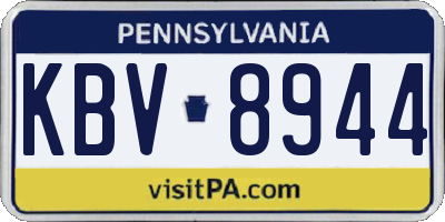 PA license plate KBV8944