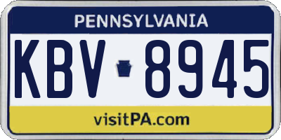 PA license plate KBV8945