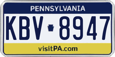 PA license plate KBV8947