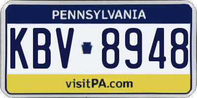 PA license plate KBV8948