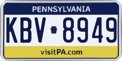 PA license plate KBV8949