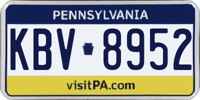PA license plate KBV8952