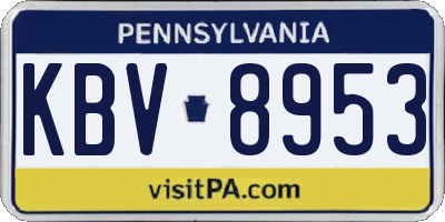 PA license plate KBV8953