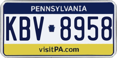 PA license plate KBV8958