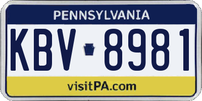 PA license plate KBV8981