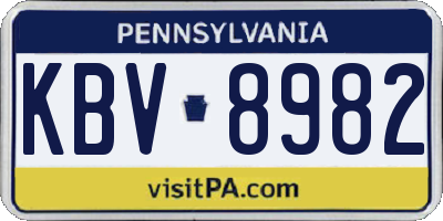 PA license plate KBV8982
