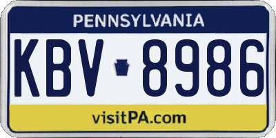 PA license plate KBV8986
