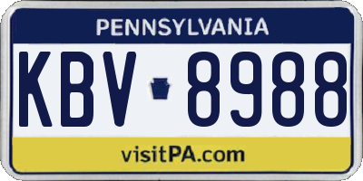 PA license plate KBV8988