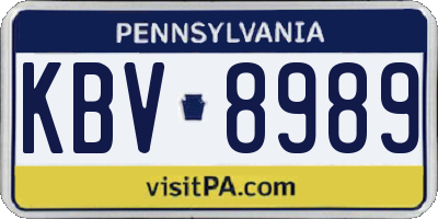 PA license plate KBV8989