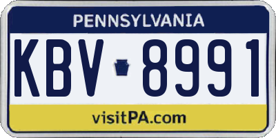 PA license plate KBV8991