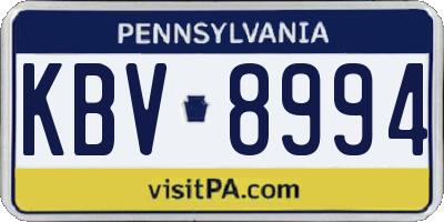 PA license plate KBV8994