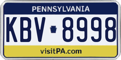 PA license plate KBV8998