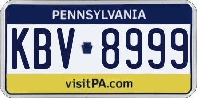 PA license plate KBV8999