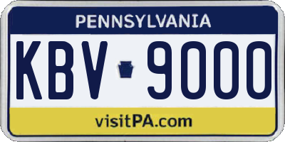 PA license plate KBV9000