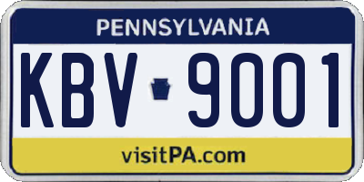 PA license plate KBV9001