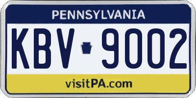 PA license plate KBV9002