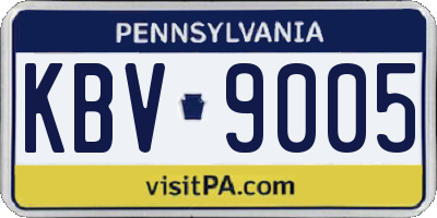 PA license plate KBV9005