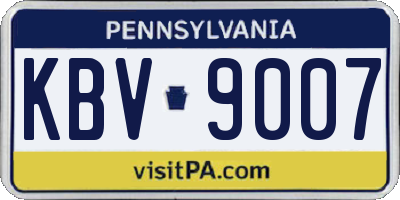 PA license plate KBV9007