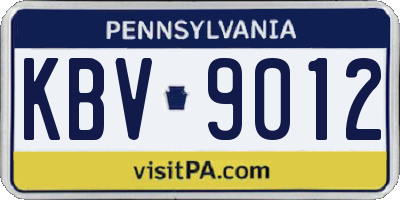 PA license plate KBV9012