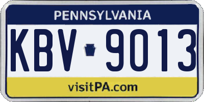 PA license plate KBV9013