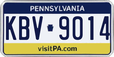 PA license plate KBV9014