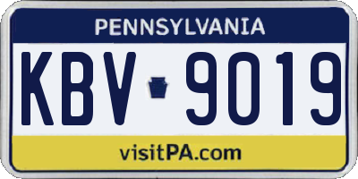 PA license plate KBV9019