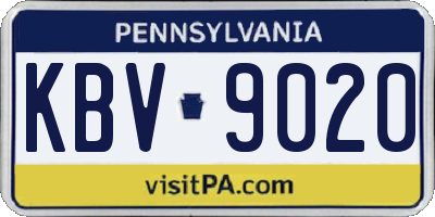 PA license plate KBV9020